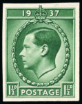 Stamp of Great Britain » King Edward VIII 1936 large format imperforate essay in green on gummed, watermarked paper