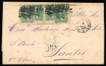 Stamp of Brazil » 1866-83 Dom Pedro » 1866 "Black Beard" Issue 1866, 100r green (4) on internal cover with marginal imprint complete 