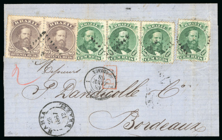 Stamp of Brazil » 1866-83 Dom Pedro » 1866 "Black Beard" Issue 1866, 100r green, type I, die I, 100r single and horizontal