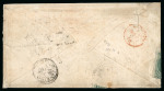 Stamp of Brazil » 1866-83 Dom Pedro » 1866 "Black Beard" Issue 1866, 100r green, type IV, die III, strip of three and 50r single, with unique British exchange marking