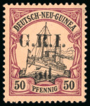 Stamp of New Guinea 1914-15, 5d on 50pf black & purple on buff mint l.h.