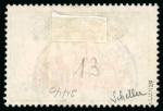 Stamp of Samoa 1914, 5s on 5M carmine & black, used with neat Appia cds