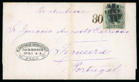 Stamp of Brazil » 1866-83 Dom Pedro » 1866 "Black Beard" Issue 1866, 100r green, type IV, die III, on 22.5.1872 entire