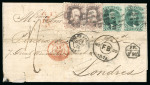 Stamp of Brazil » 1866-83 Dom Pedro » 1866 "Black Beard" Issue 1866, 100r green, type IV, die III, two examples, in