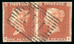 Stamp of Great Britain » 1841 1d Red 1841 1d.red-brown, Pl. 63, RJ-RK pair, neatly cancelled