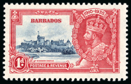 Stamp of Barbados 1935 Silver Jubilee, Selection of items including three