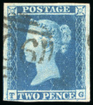 Stamp of Great Britain » 1841 2d Blue 1841 2d. blue,  a fine selection of numeral cancel