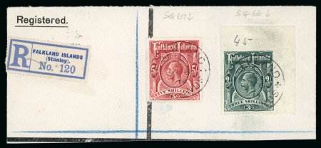 Stamp of Falkland Islands 1912 (May 6), A large piece of a registered envelope