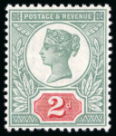 Stamp of Great Britain » 1855-1900 Surface Printed » 1887-1900 Jubilee Issue & 1891 £1 Green 1887-1900 Jubilee Issue 2d green & scarlet, mint