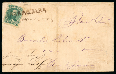 Stamp of Brazil » 1866-83 Dom Pedro » 1866 "Black Beard" Issue 1866, 100r green, type IV, die III, tied by "Araraquara" on cover