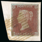 Stamp of Great Britain » 1841 1d Red 1841, 1d red-brown pl.108, good to large margins, tied to small piece by yellow-brown "97" Scottish numeral
