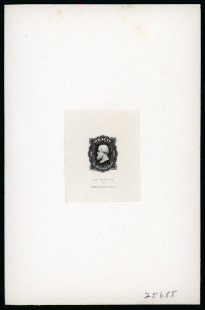 Stamp of Brazil » 1866-83 Dom Pedro » 1866 "Black Beard" Issue 1866, 200r black, die proof sunk on card