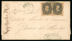Stamp of Brazil » 1866-83 Dom Pedro » 1866 "Black Beard" Issue 1866, 200r black, two examples paying the double weight