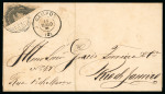 Stamp of Brazil » 1866-83 Dom Pedro » 1866 "Black Beard" Issue 1866, 200r black, diagonal half used as 100 réis on cover