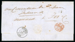 Stamp of Great Britain » 1854-1900 Postal History of the Perforated Line Engraved and Surface Printed Issues 1859 Overseas mail: Wrapper sent from Falmouth to Rivadeo,