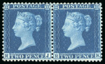 Stamp of Great Britain » 1854-70 Perforated Line Engraved 1857 2d. deep blue, Pl. 6, RJ-RK horizontal pair, large