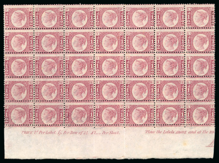 Stamp of Great Britain » 1854-70 Perforated Line Engraved 1870 1/2d. rose red, Pl. 11, PF-TL marginal inscription