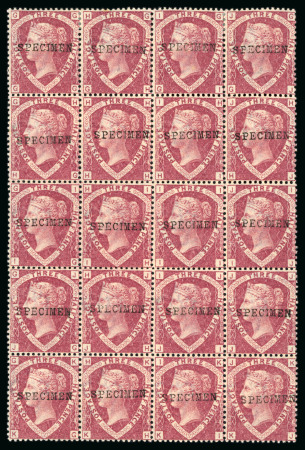 Stamp of Great Britain » 1854-70 Perforated Line Engraved 1870 1 1/2d. rose red, Pl. 3, GG-KJ mint block of 20