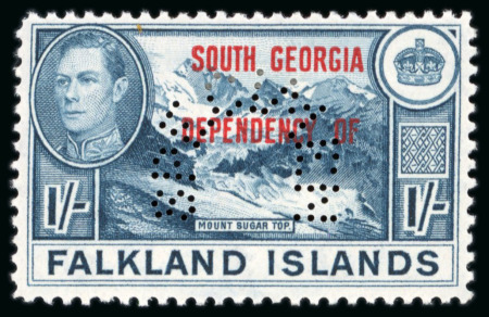 Stamp of Falkland Islands » Dependencies - South Georgia 1944-45 South Georgia Dependency set of 8 with "SPECIMEN" perfin