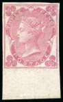 Stamp of Great Britain » 1855-1900 Surface Printed » 1862-64 Small Uncoloured Corner Letters 1862 3d rose pl.3 (white dots) EG, a superb imperforate example