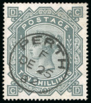 Stamp of Great Britain » 1855-1900 Surface Printed » 1867-83 High Values 1878 10/- greenish grey, Pl. 1, CD, a superb used example,