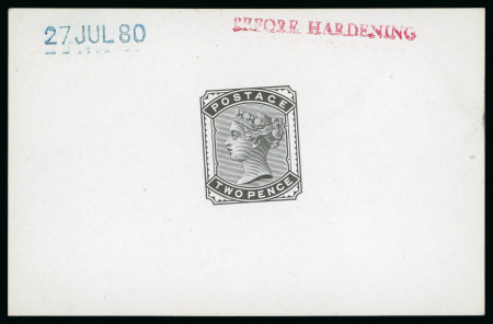 Stamp of Great Britain » 1855-1900 Surface Printed » 1880-81 Provisional Issue and 1881 1d Lilac 1880 2d. die proof printed in black on glazed card