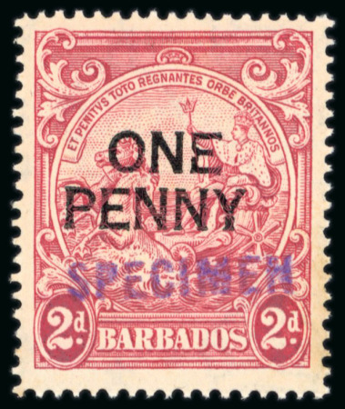 Stamp of Barbados 1938-47, "Badge of the Colony" study collection on 35 album pages