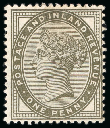 Stamp of Great Britain » 1855-1900 Surface Printed » 1880-81 Provisional Issue and 1881 1d Lilac 1881 1d. colour trial in deep olive (die 2), a very