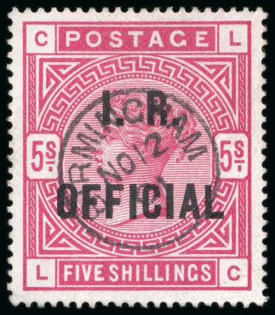 Stamp of Great Britain » Officials Inland Revenue: 1890 5/- rose, LC, IR Official, a superb