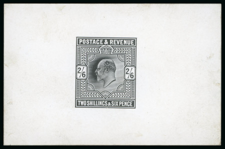 Stamp of Great Britain » King Edward VII » 1902-10 De La Rue Issues 1902 2/6d. die proof in black on white glazed card