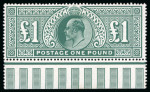 Stamp of Great Britain » King Edward VII » 1911-13 Somerset House Issues 1911 £1 deep green, a very fine and fresh mint NH