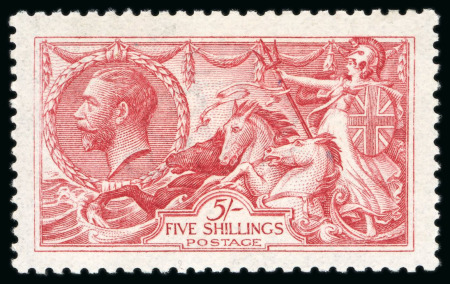 Stamp of Great Britain » King George V » 1913-19 Seahorse Issues 1915 5/- bright carmine, mint NH, very fine and well