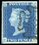 Stamp of Great Britain » 1840 2d Blue (ordered by plate number) 1840 2d. blue,  Pl. 2, CB, good to very large margins