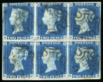 Stamp of Great Britain » 1840 2d Blue (ordered by plate number) 1840 2d. blue,  Pl. 1, MF-NH block of six, good to