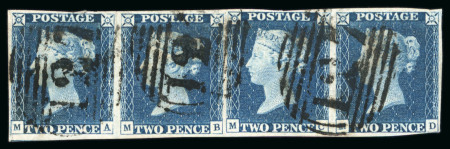 Stamp of Great Britain » 1840 2d Blue (ordered by plate number) 1840 2d. blue,  Pl. 1, MA-MD horizontal strip of four,