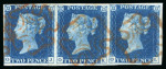 Stamp of Great Britain » 1840 2d Blue (ordered by plate number) 1840 2d. blue,  Pl. 2, OJ-OL strip of three, good to