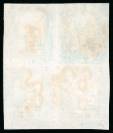 Stamp of Great Britain » 1840 2d Blue (ordered by plate number) 1840 2d. blue,  Pl. 1, FK-GL block of four, good to