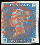Stamp of Great Britain » 1840 2d Blue (ordered by plate number) 1840 2d. blue,  Pl. 1, SL, good to very large margins