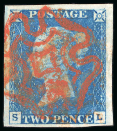 Stamp of Great Britain » 1840 2d Blue (ordered by plate number) 1840 2d. blue,  Pl. 1, SL, good to very large margins