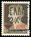 Stamp of Germany » German WWII Occupation Issues » Zante 1943, 10cts brown with handstamp ovpt. "Hellas/2.X.43"