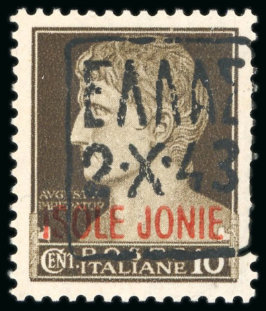 Stamp of Germany » German WWII Occupation Issues » Zante 1943, 10cts brown with handstamp ovpt. "Hellas/2.X.43"