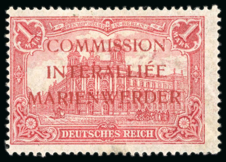 Stamp of Germany » Plebiscite Areas » Marienwerder 1920, 1m ovpt. in red, mint