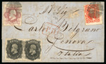 Stamp of Brazil » 1866-83 Dom Pedro » 1866 "Black Beard" Issue 1866, 200r black, horizontal pair, in combination with