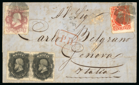 Stamp of Brazil » 1866-83 Dom Pedro » 1866 "Black Beard" Issue 1866, 200r black, horizontal pair, in combination with