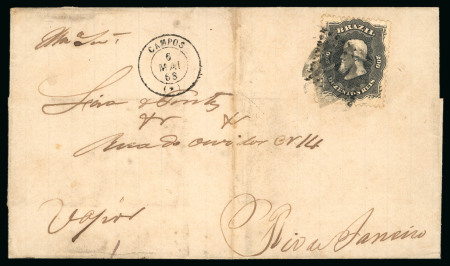 Stamp of Brazil » 1866-83 Dom Pedro » 1866 "Black Beard" Issue 1866, 200r black, on 7 May 1868 entire letter carried by the "Cia. Navegação Goitacaz"