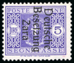 Stamp of Germany » German WWII Occupation Issues » Zara 1943, postage dues 5cts-5llit, incl. 20c ovpt variety