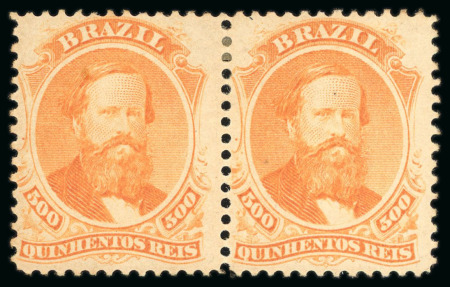 Stamp of Brazil » 1866-83 Dom Pedro » 1866 "Black Beard" Issue 1866, 500r orange, two horizontal pairs unused