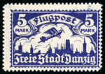 Stamp of Germany » Danzig 1921, Air mail issue 5m dark blue, wmkd. 2Y, mint