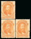 Stamp of Brazil » 1866-83 Dom Pedro » 1866 "Black Beard" Issue 1866, 500r orange, irregular block of three, unused