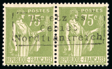Stamp of Germany » German WWII Occupation Issues » Belgium and Northern France 1940, 75c olive pair MNH